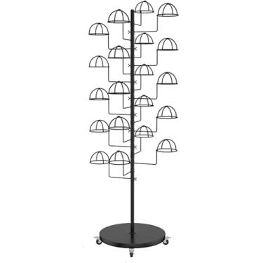 Imagem de Suporte de exibição independente com rodas - Organizador de grande capacidade para bonés de beisebol, chapéus de caubói, chapéus de aba completa e rack de armazenamento de coleção de chapéus