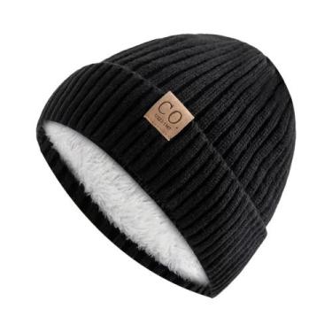 Imagem de Gorro De Tricô Feminino Quente Forrado Sem Aba Para Uso Diário No Outo