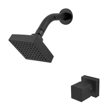 Imagem de Kit Ducha Chuveiro Externo Preto Fosco Quadrado Slim Articulável 100mm com Acabamento Registro Padrão Deca