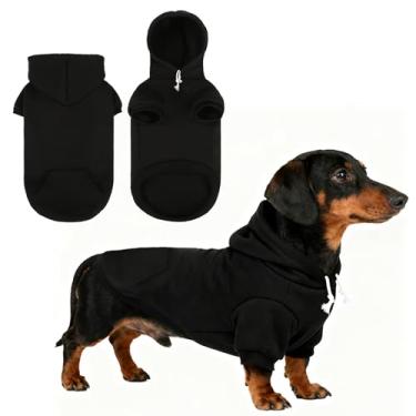 Imagem de KOOLTAIL Moletom com capuz para cães Dachshund – Moletom com capuz macio e quente com orifício para coleira e bolso, casaco de inverno para animais de estimação, roupas de clima frio, moletom para
