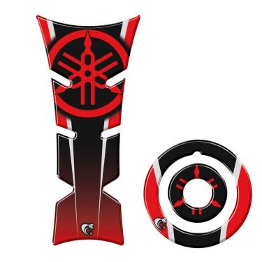 Imagem de Kit Protetor De Tanque E Bocal Moto Yamaha Diapasão Vermelho Vermelho