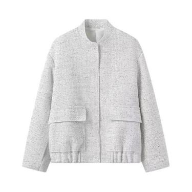 Imagem de Jaqueta De Lantejoulas Douradas Para Mulheres Y2K Com Gola Alta E Mang