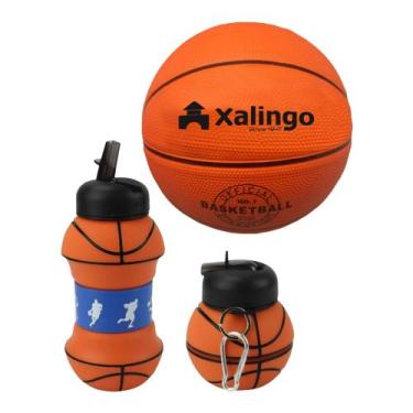 Imagem de COMP Kit Basquete Bola Infantil Oficial Tam 3 + Garrafa Dobrável Bola 