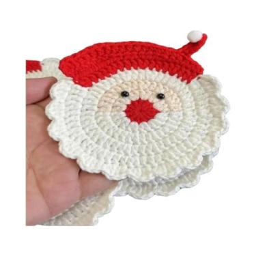 Imagem de Conjunto De Porta-Copos De Crochê Do Papai Noel Para O Natal, Sousplat