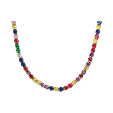 Imagem de Colar Choker De Tênis Dourado Para Mulheres, Joia De Corrente Com Zirc