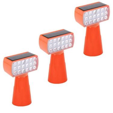 Imagem de Sinalizador Solar Viario Kit 3 Duas Cores Cone Alerta Seguranca Noturn