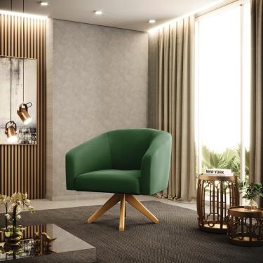 Imagem de Poltrona Decorativa Giratória MA30 Kit 2 Stella Suede Verde D03 - D'Rossi