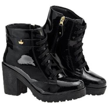 Imagem de Coturno Feminino Tratorado Verniz Moderno Conforto Casual-Feminino