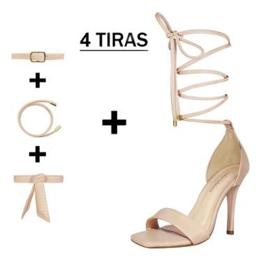 Imagem de Sandália Troca Tira Salto Alto Fino 12 cm Luiza Sobreira Amêndoa Mod. 