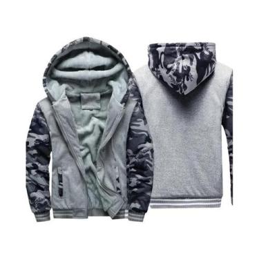 Imagem de Jaqueta Masculina Camuflada De Lã Com Capuz, Casaco De Inverno Grosso 