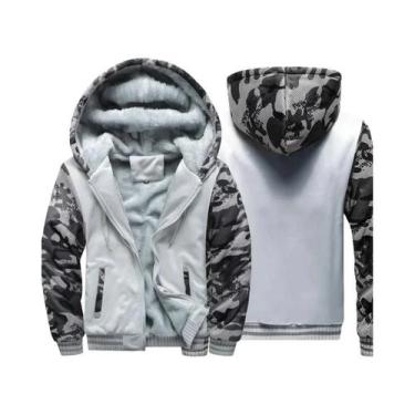 Imagem de Jaqueta Masculina Camuflada De Lã Com Capuz, Casaco De Inverno Grosso 