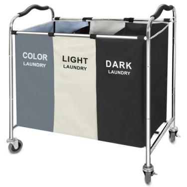 Imagem de Cesto de roupa suja YUELAN 240L com rodas e 3 sacos para roupas sujas