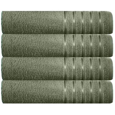 Imagem de Kit 4 Toalhas Banhão 100% Algodão 90x150 Cm Teka Comfort, Verde Musgo