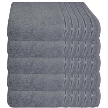 Imagem de Kit 5 toalhas banhão 100% algodão 90x150 cm teka comfort, Cinza