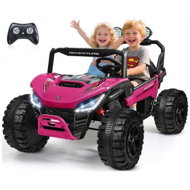 Imagem de Carro Elétrico Infantil ANPABO Rosa 24V 2 Lugares 4 Motores 200W Suspensão Rainbow LED Controle Bluetooth 5.1km/h
