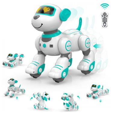 Imagem de Robô pet interativo STEMTRON cachorro com controle remoto programação música e dança - Verde