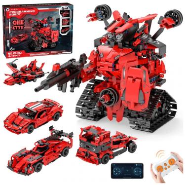 Imagem de Kit robô F1 5 em 1 QHECTTY com 785 peças, carros e robô com app e controle remoto para crianças 6 a 14 anos