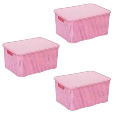Imagem de Kit 3un Caixa Organizadora Rattan 7L Rosa Monte Libano - Monte Líbano