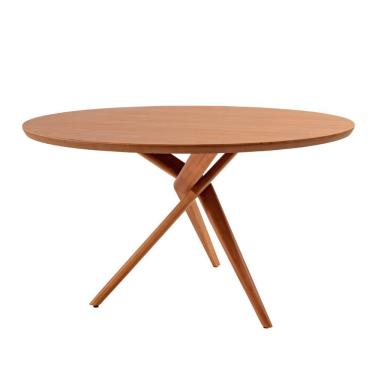 Imagem de Mesa Para Sala De Jantar Ballare 120cm Tampo Redondo Moderna Imbuia Natural