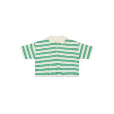 Imagem de Blusa polo infantil menina listrada Brandili, Verde, 6