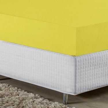 Imagem de Lençol Com Elástico Casal Nobre Viúva 1 Peça 30cm De Altura Malha 100% Algodão - Amarelo