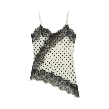 Imagem de Camisola Sexy Assimétrica De Renda Para Mulheres, Sem Mangas, Ombros D