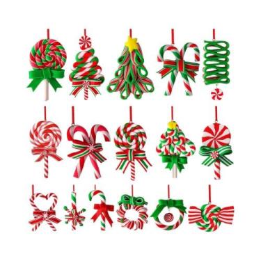 Imagem de Enfeites De Natal Coloridos De Madeira Em Formato De Pirulito, 16/32 P