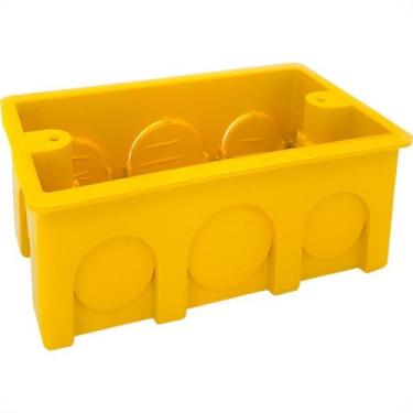 Imagem de Caixinha De Luz Pvc Ivasa Amarela Orelha Pvc 4X2 - Kit C/100 Pecas