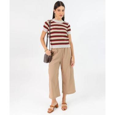 Imagem de Calça Pantacourt Feminina Clochard Marisa Marrom, Marrom, M