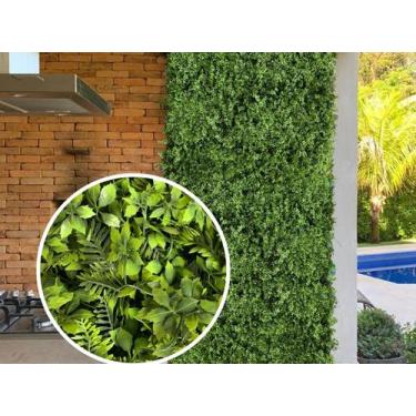 Imagem de 3 Painéis de Muro Verde com Folhagem Artificial Permanente Placa Decor