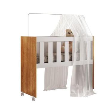 Imagem de Mini Berço Maya  MDF  Rodízios Incluídos  Suporte para Mosquiteiro  Br