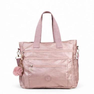 Imagem de Bolsa Feminina Grande Nylon Tote Ombro Transversal Multi Bolsos Zíper 