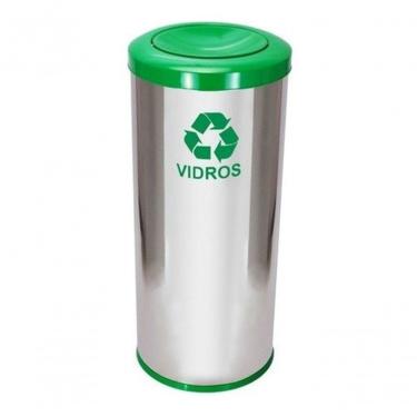 Imagem de Lixeira em Aço Inox com Tampa Meia Esfera 50 Litros Abertura Basculante com Balde Interno Inox Higipack