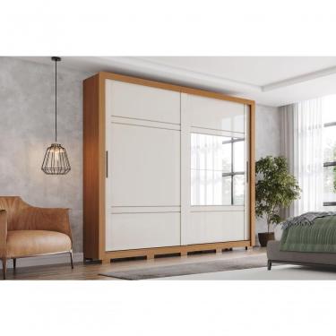 Imagem de Guarda-roupa Casal 02 Portas Deslizantes 04 Gavetas Sintra Cinamomo-off White Henn...
