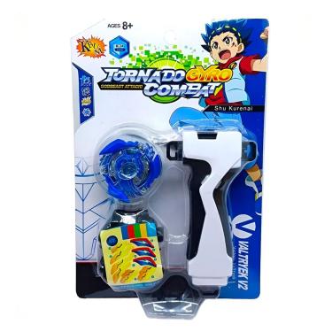 Imagem de Brinquedo Infantil Kit Pião Metal Lançador para Montar com Adesivos Cores Sortidas Plás...