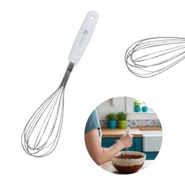 Imagem de Batedor de Ovos Kit 03 Clara em Neve Cremes Fouet Aço Inox com Cabo Anatômico para Uso Doméstico Inox