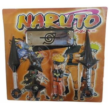 Imagem de Kit Boneco Action Figure Uzumaki Naruto Shippuden com Bandana, 2 Kunai e 2 Shuriken Tiktoys