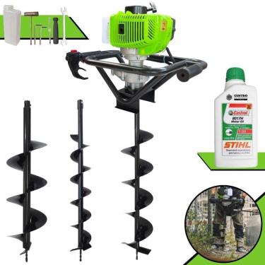 Imagem de Perfurador de Solo MPS52 a Gasolina 52CC 1,8HP com Brocas 80CM e Óleo 2T 500ML Menegotti