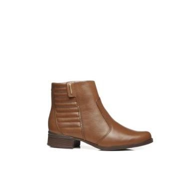Imagem de Bota Feminina Pegada Confortável Moderna Cano Baixo, Marrom, 35