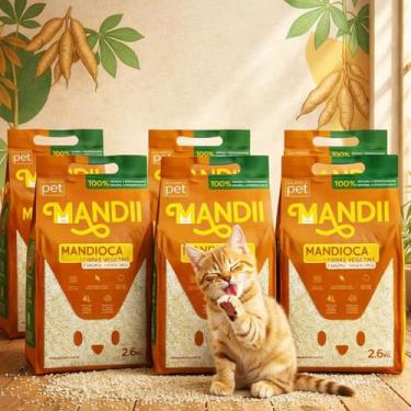 Imagem de Kit 6 Areia Gato Mandii 15,6Kg MAndioca Fibra Super Fina - ALL PAPERS