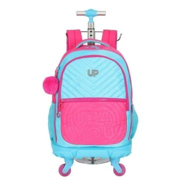 Imagem de MOCHILA DE CARRINHO ESCOLAR UP4YOU PINK RODINHAS 360 LUXCEL-Feminino