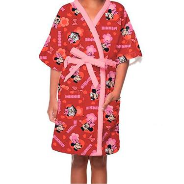 Imagem de Roupão Infantil Disney Minnie Quimono em 55% Algodão e 45% Poliéster 1 Peça Estampa Encantadora Lepper