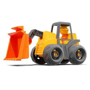 Imagem de Caminhão Trator Open Tracks Carregadeira Brinquedo Educativo com Caçamba Móvel para Coordenação Motora Cardoso Toys