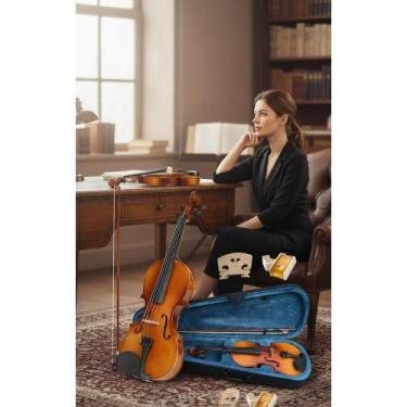 Imagem de Violino 4/4 Acústico Marrom c/ Arco e Estojo Completo - Congratulation