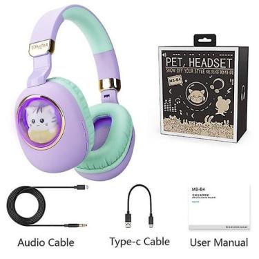 Imagem de Fones de ouvido sem fio RGB Cute Cat Squirrel com microfone Bluetooth 