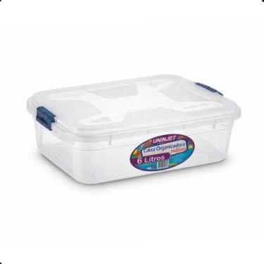 Imagem de Caixa Organizadora Transparente 6 Litros Plástica Com Travas e Tampa E