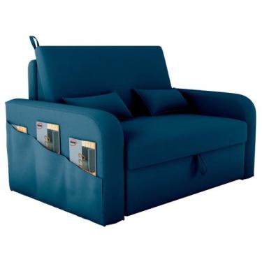 Imagem de Sofá Cama Lady Dai Matrix 2 Lugares Veludo Azul, Azul, 2