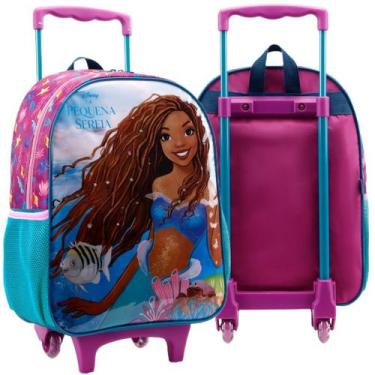 Imagem de Mochila Pequena Sereia Mala Rodinhas Bolsa Escolar Ariel 16L - Xeryus,
