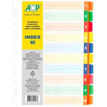 Imagem de Divisória Plástica para Fichário c/ 10 Unidades Colorido - ACP