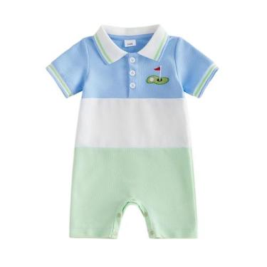 Imagem de Macacão BemeyourBBS Newborn Baby Boy Golf de manga curta azul